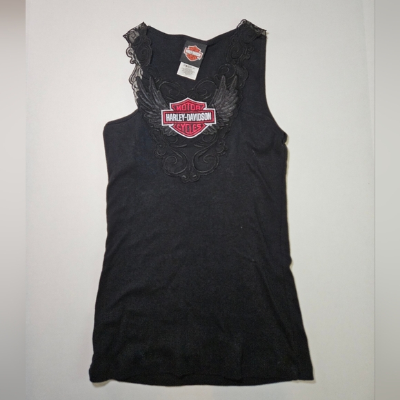 HARLEY DAVIDSON Lace Tank Top Nashville Womens Small - Picture 1 of 8